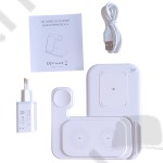 Vezeték nélküli 3 az 1-ben vezeték nélküli töltő, 15 W-os összecsukható induktív töltőállomás, iPhone, Apple, Airpods fehér